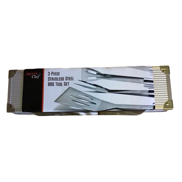 3 Piece Stainless Steel BBQ Tool Set - Picture 2 of 3